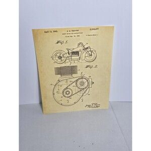 Lot Of 6 Vintage Motorcycle Blueprint  Reproduction Prints  Man Cave Art
